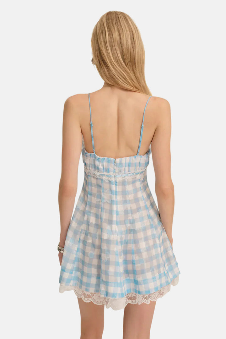 Claudette Gingham Mini Dress Blue