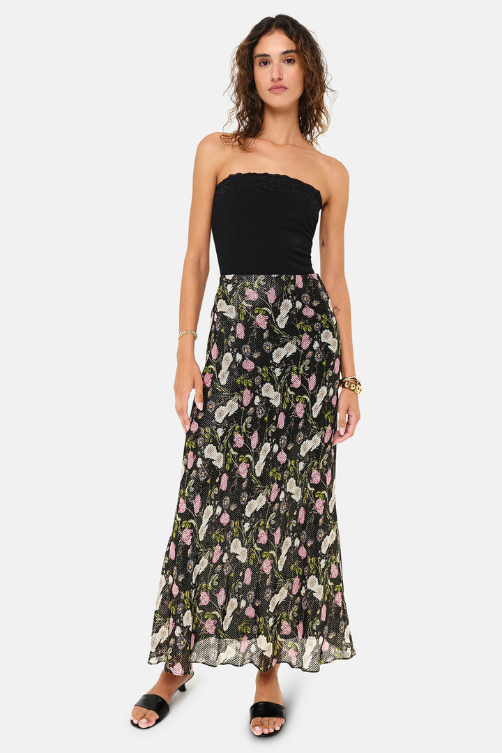 Jayna Metallic Chiffon Skirt Midnight Gardens