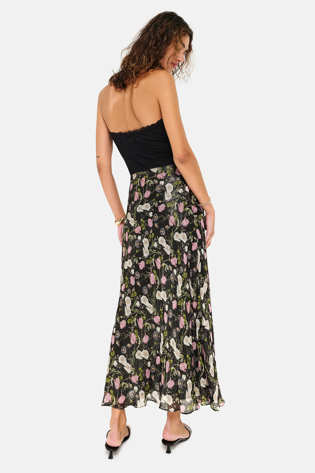 Jayna Metallic Chiffon Skirt Midnight Gardens