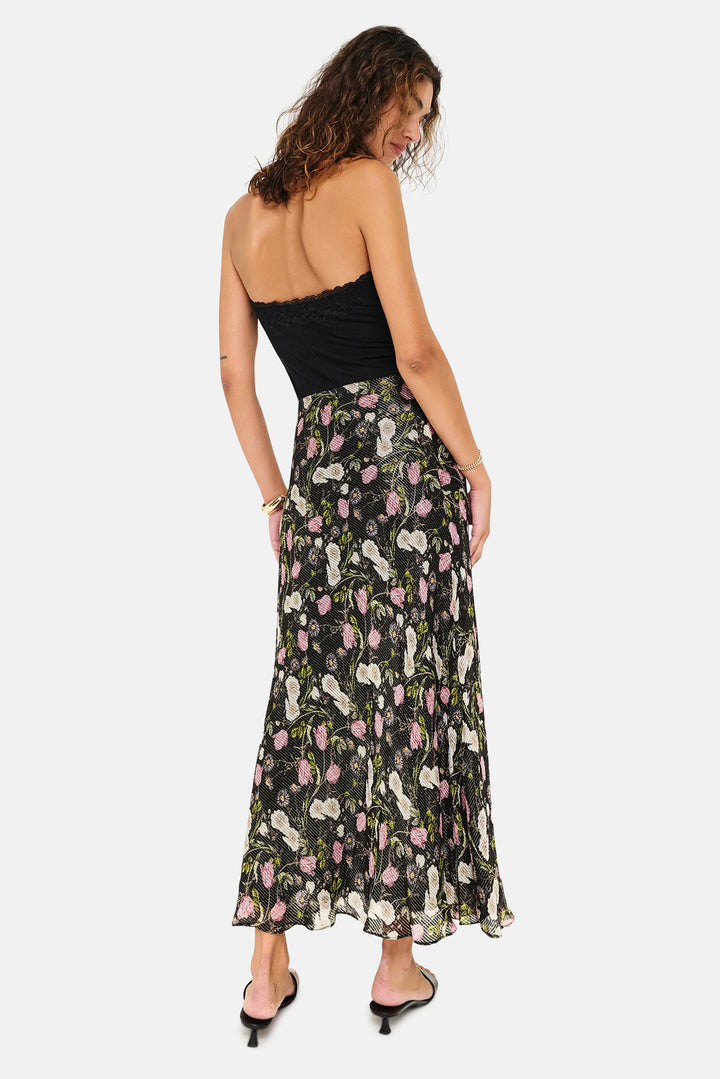 Jayna Metallic Chiffon Skirt Midnight Gardens