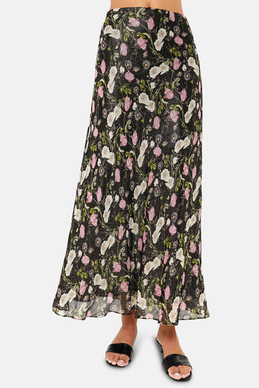 Jayna Metallic Chiffon Skirt Midnight Gardens