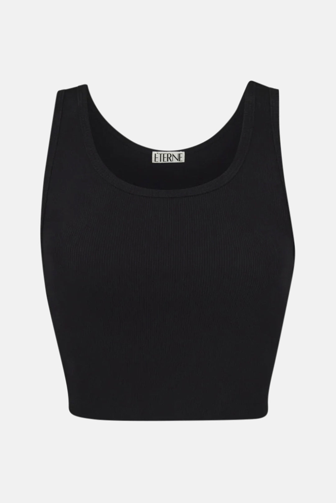 Cropped Scoop Neck Tank Black