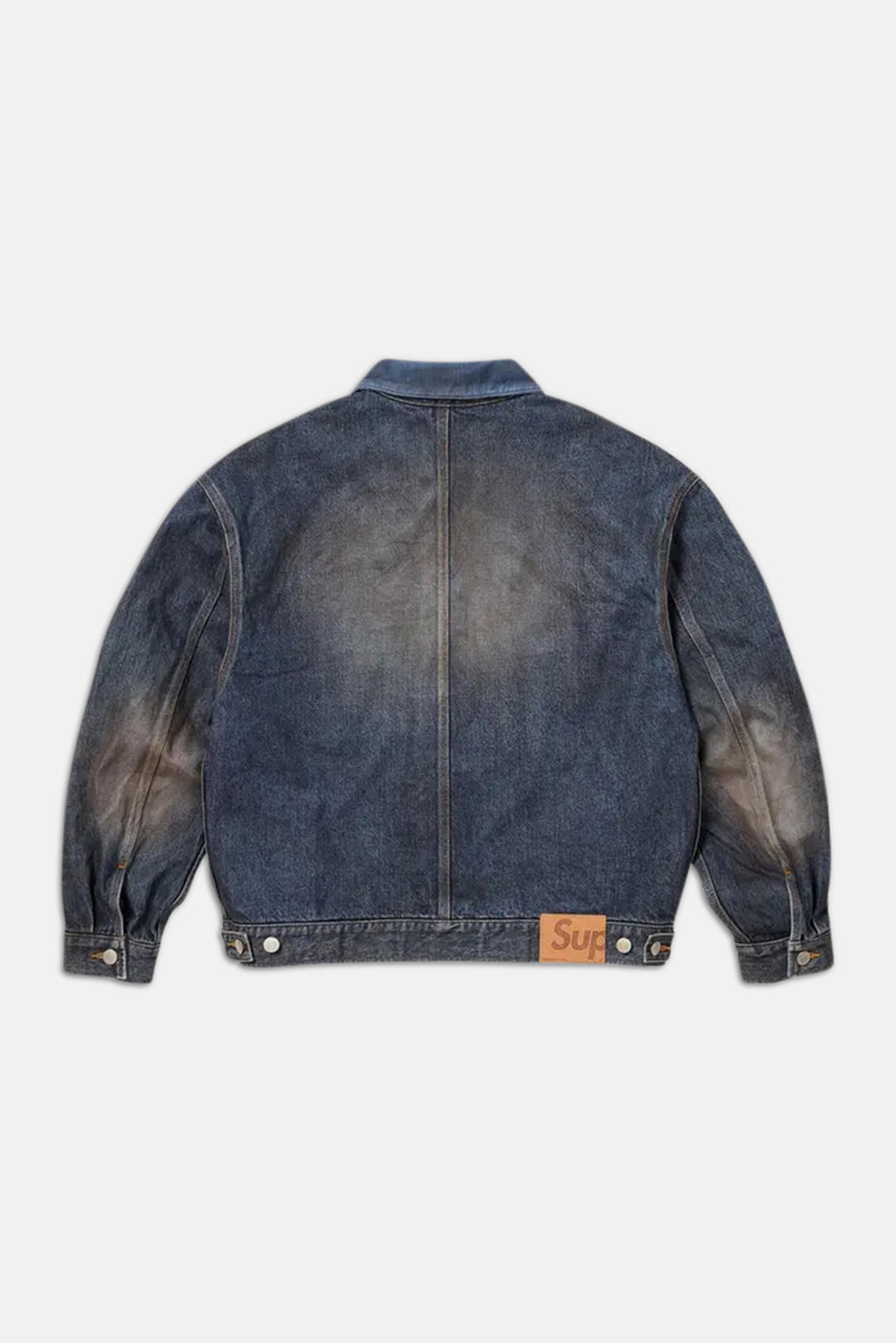 Distressed Selvedge Trucker Jacket Washed Indigo