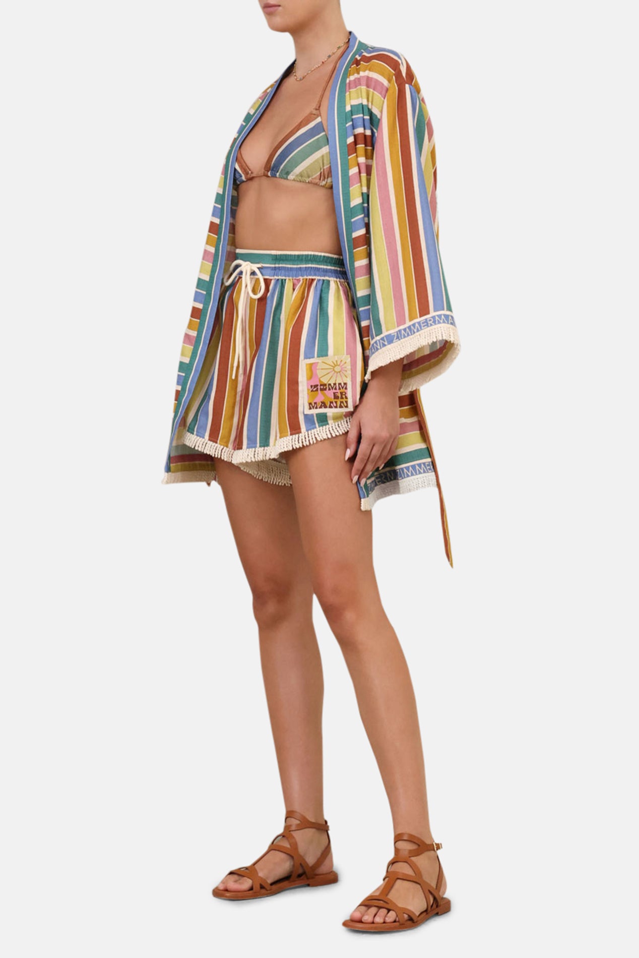 Zimmermann Everly Relaxed Short Multi Stripe – blueandcream