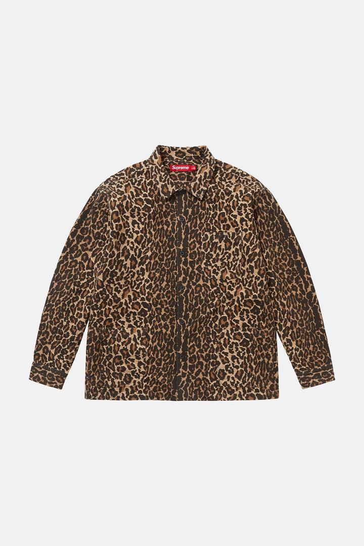Leopard Flannel Pajama Shirt Tan