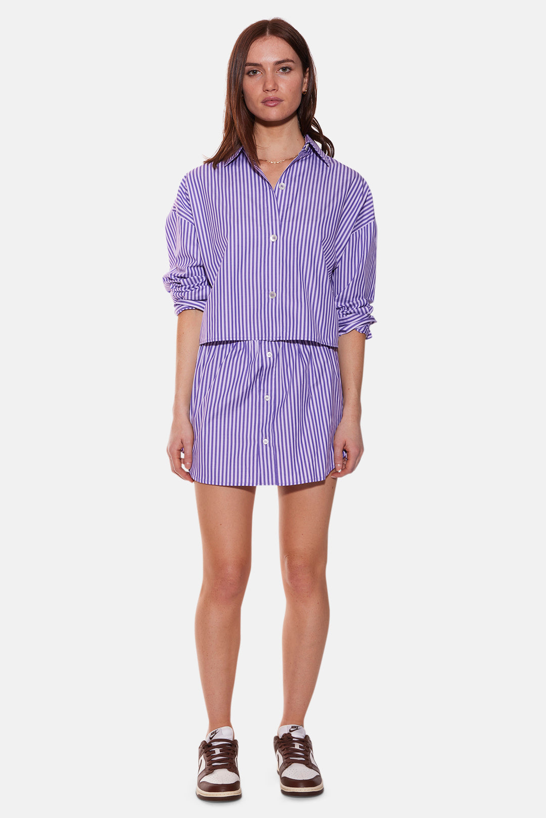 Gemma Poplin Mini Skirt Purple/Pink Stripe