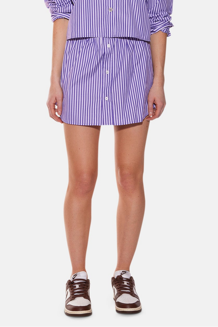 Gemma Poplin Mini Skirt Purple/Pink Stripe