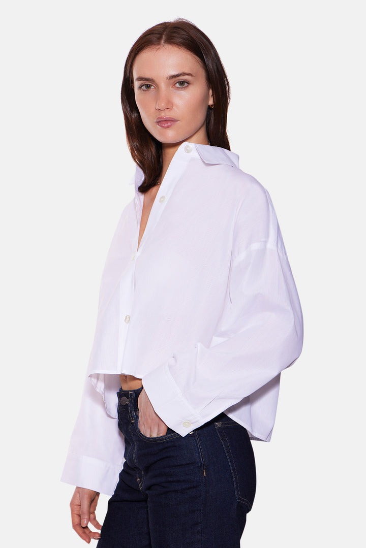 Gansett Poplin Crop Shirt White Sheer
