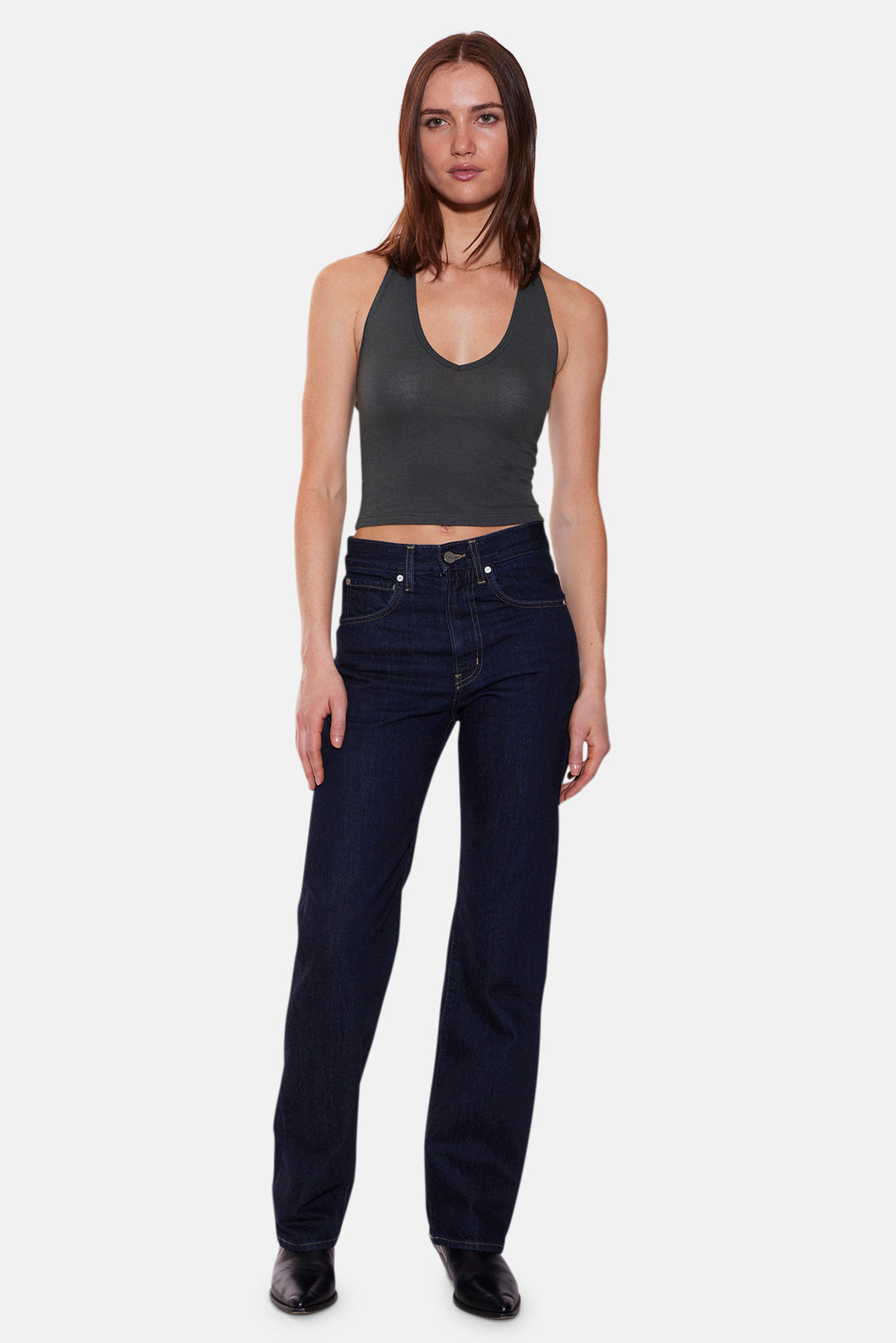 Halle Lux Halter Top Dark Green