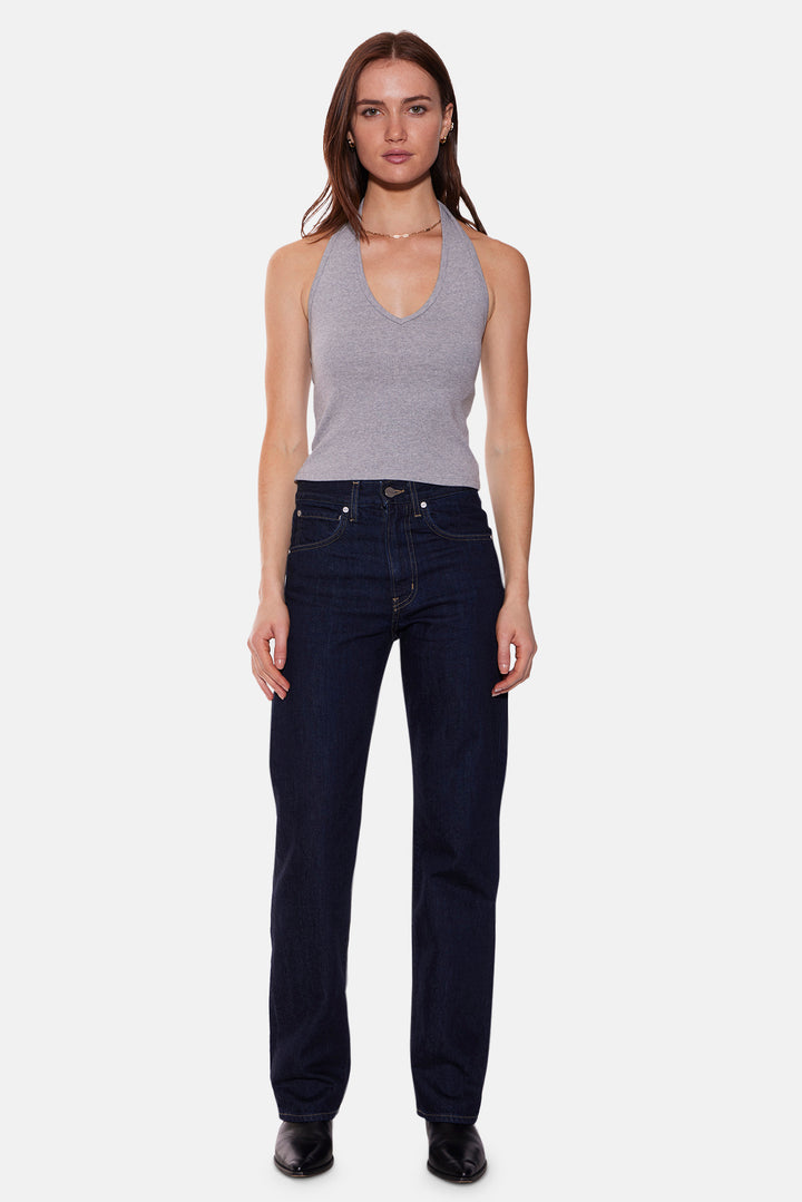 Halle Rib Halter Top Grey