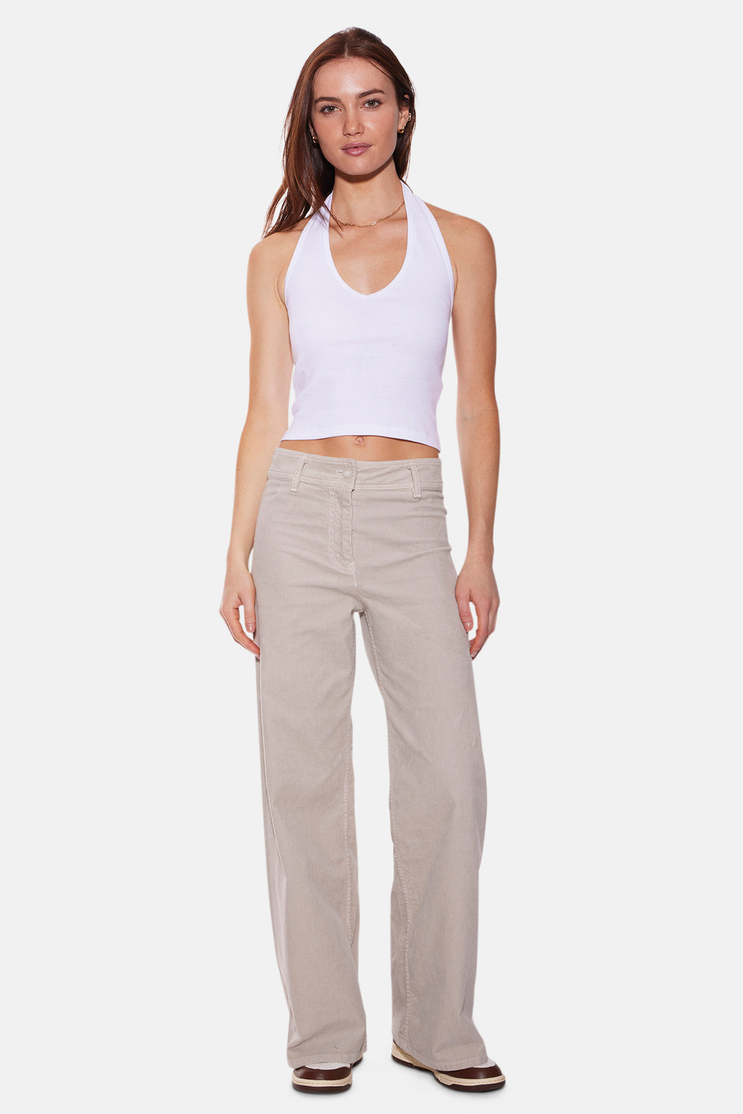 Halle Rib Halter Top White