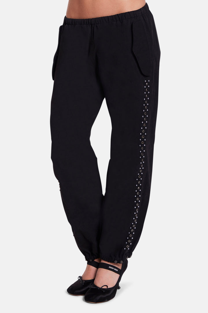 Justine Parachute Pant Studded Black