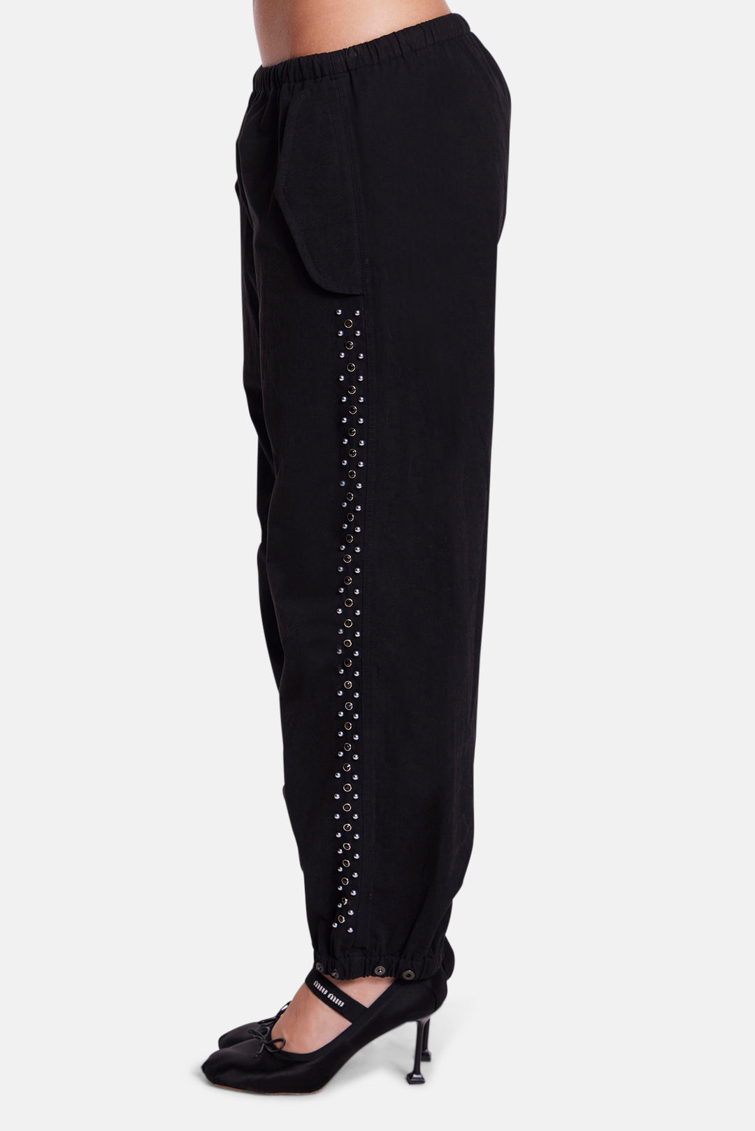 Justine Parachute Pant Studded Black