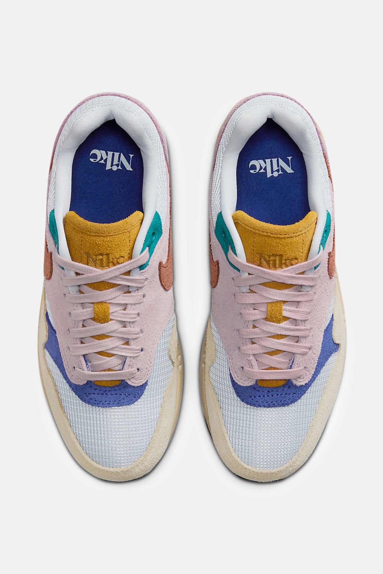 tan and blue air max