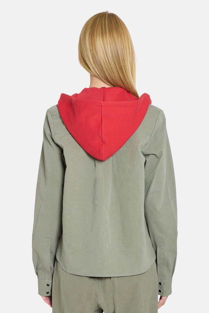 Brenda Shirt Army Green w/ Red Hood