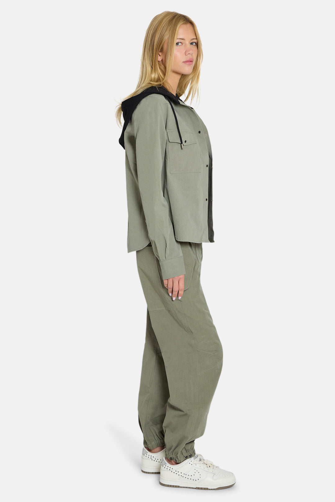 Brenda Shirt Army Green w/ Black Hood