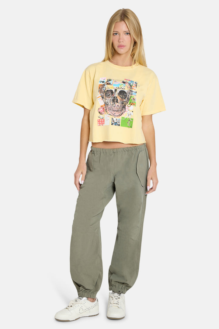 Peter Tunney 'Miss You' Skull Cropped Tee Butter