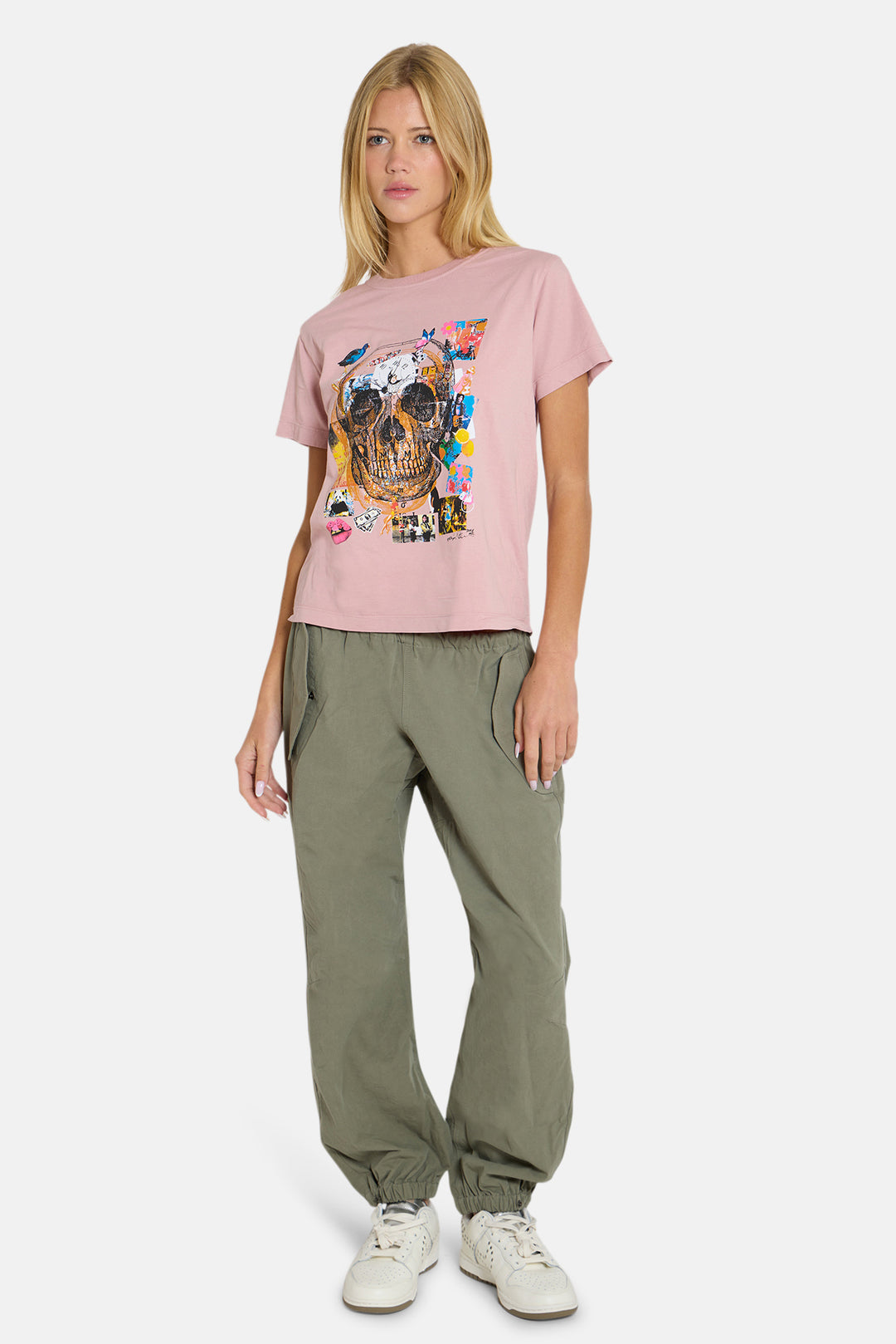Women's Peter Tunney 'Miss You' Skull Tee Mauve