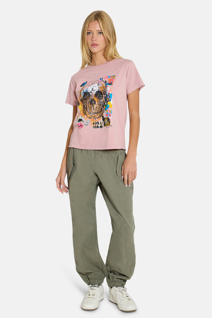 Women's Peter Tunney 'Miss You' Skull Tee Mauve