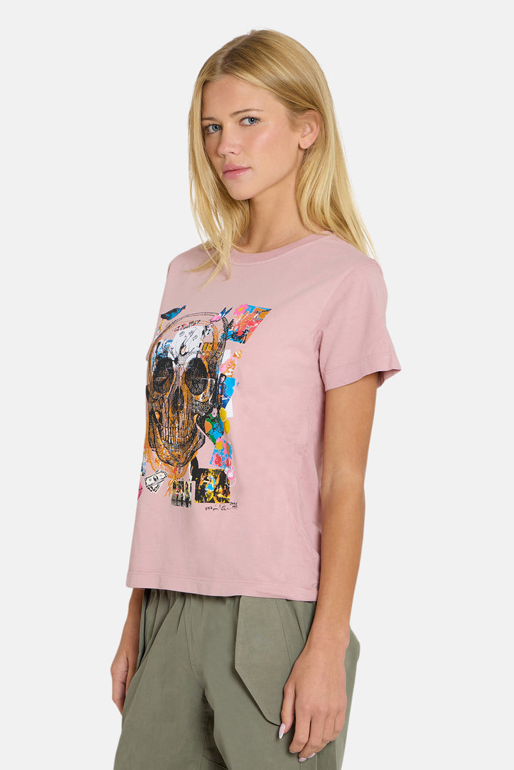 Women's Peter Tunney 'Miss You' Skull Tee Mauve