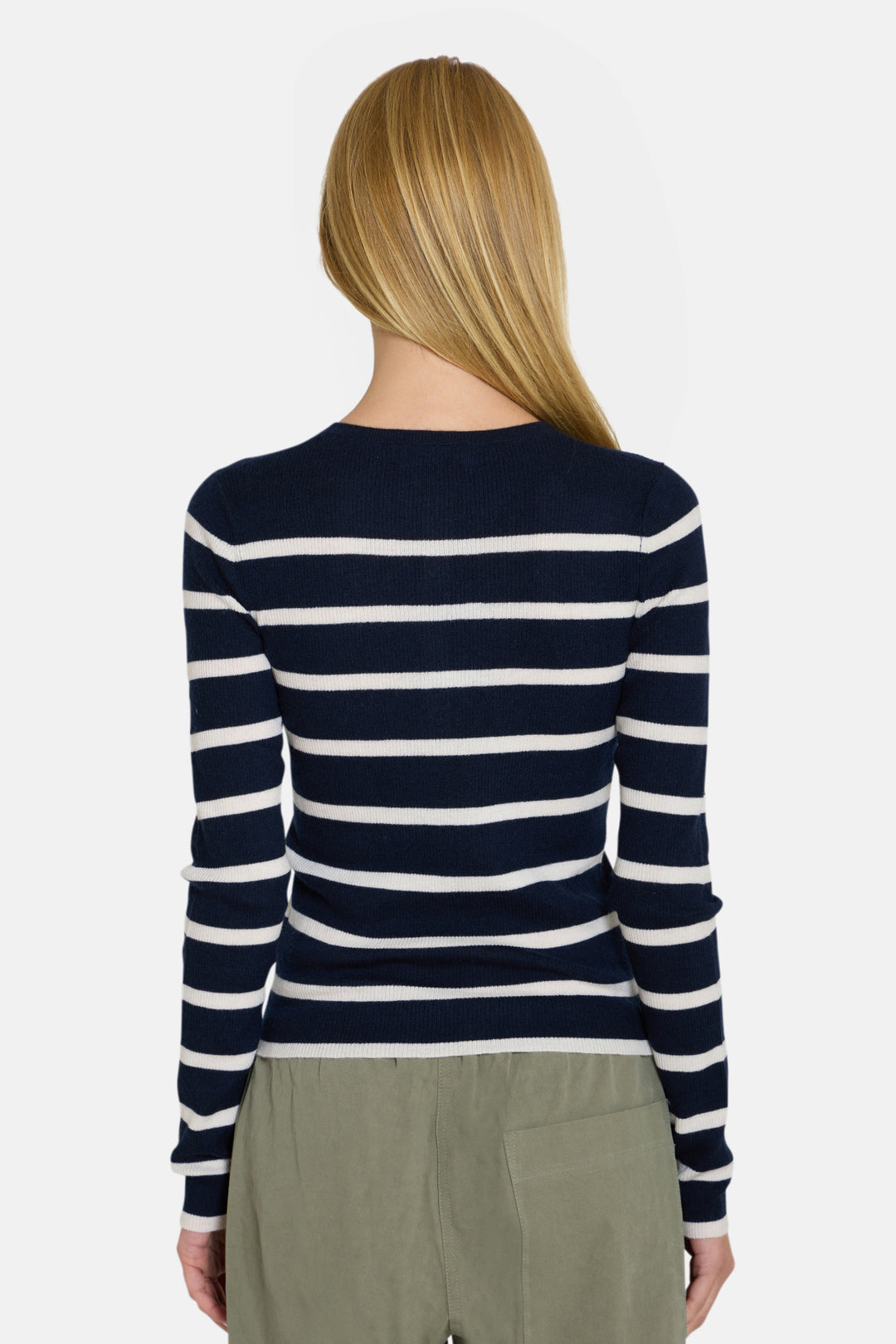 Sylvia Striped Henley Navy/Ivory Stripe