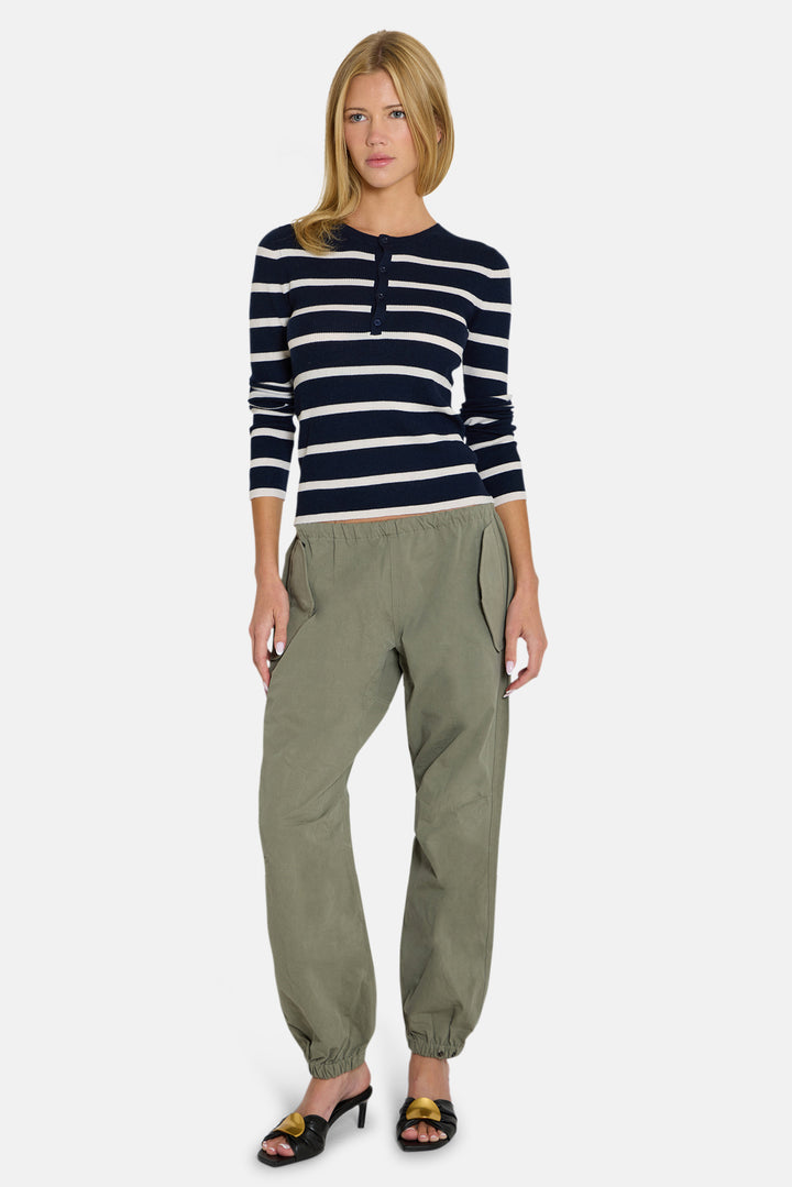 Sylvia Striped Henley Navy/Ivory Stripe