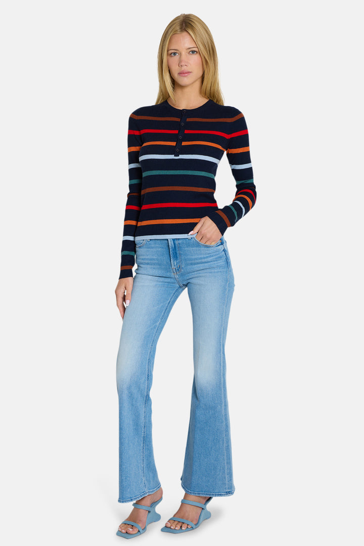 Sylvia Striped Henley Navy w/ Multi Stripes
