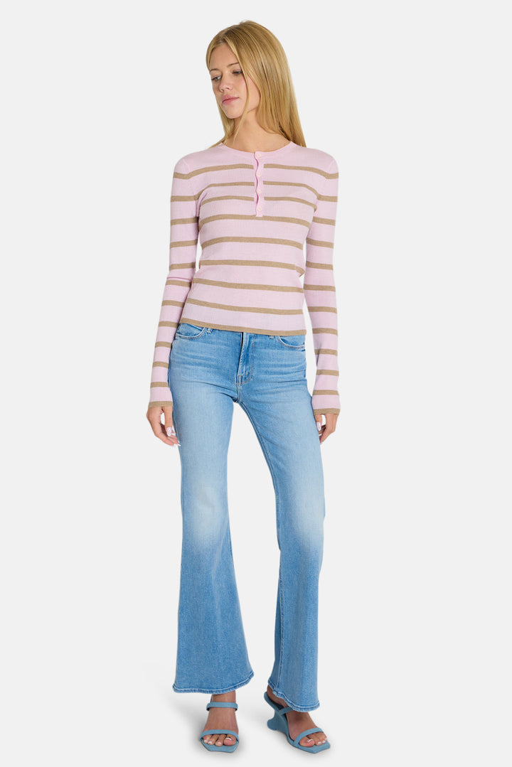 Sylvia Striped Henley Pink/Mink Stripe