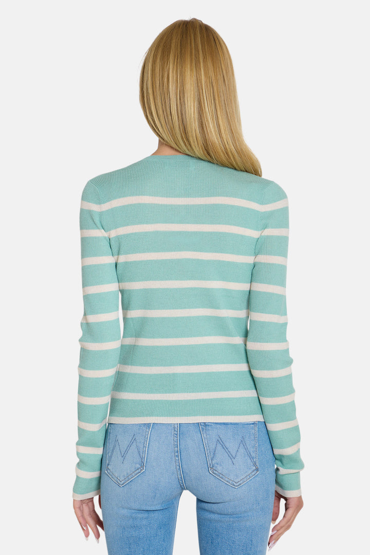 Sylvia Striped Henley Mint/Ivory Stripe