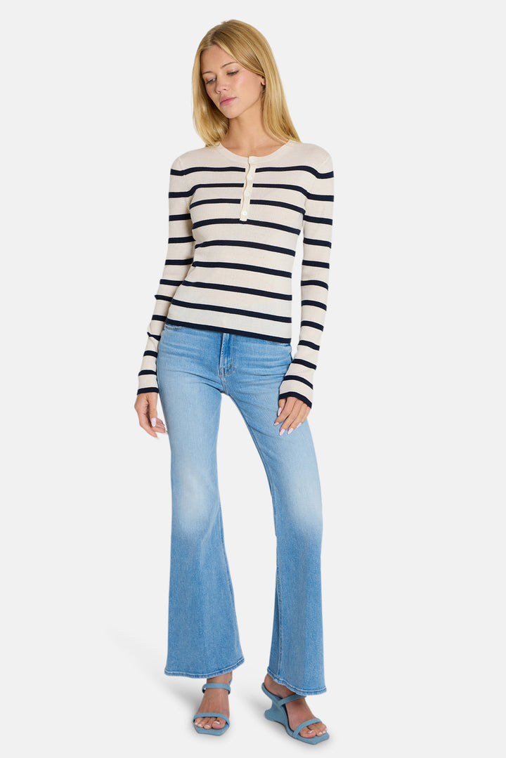 Sylvia Striped Henley Ivory/Navy Stripe