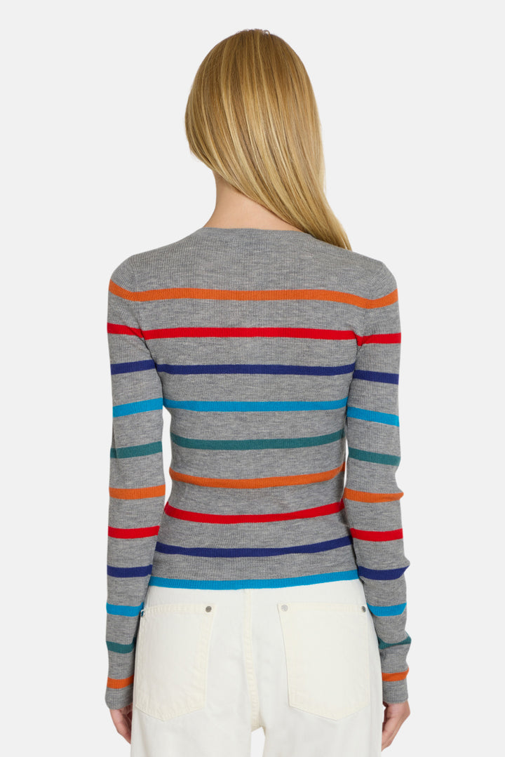 Sylvia Striped Henley Thunder w/ Multi Stripes