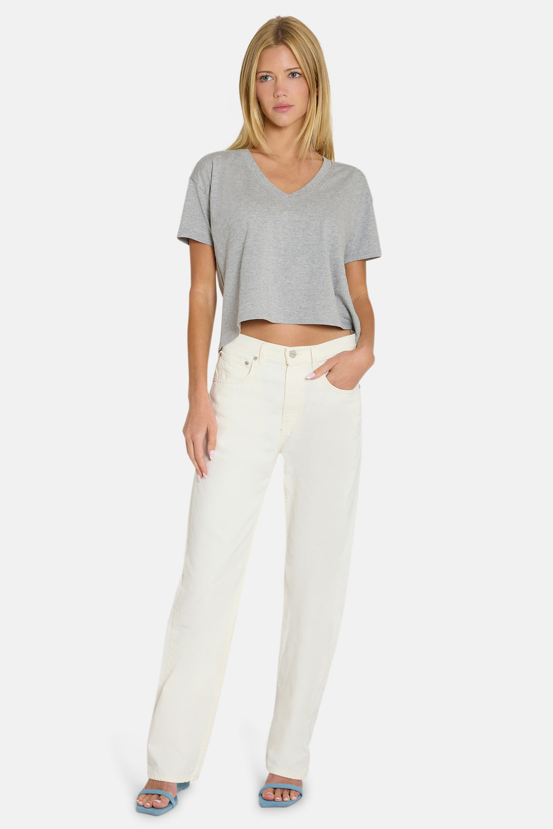 Vivi V-Neck Tee Heather Grey
