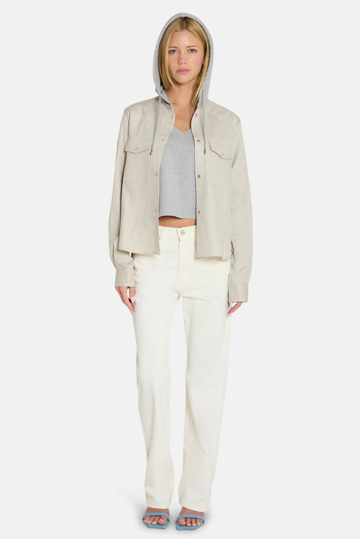 Brenda Shirt Ivory w/ Grey Hood