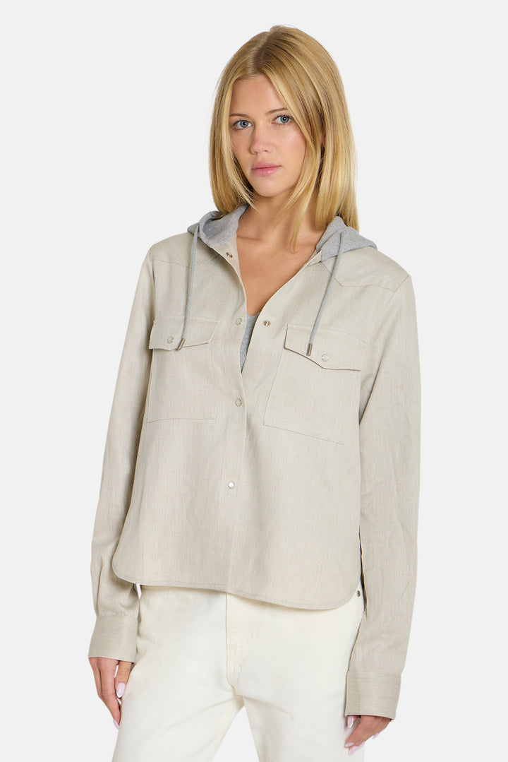 Brenda Shirt Ivory w/ Grey Hood
