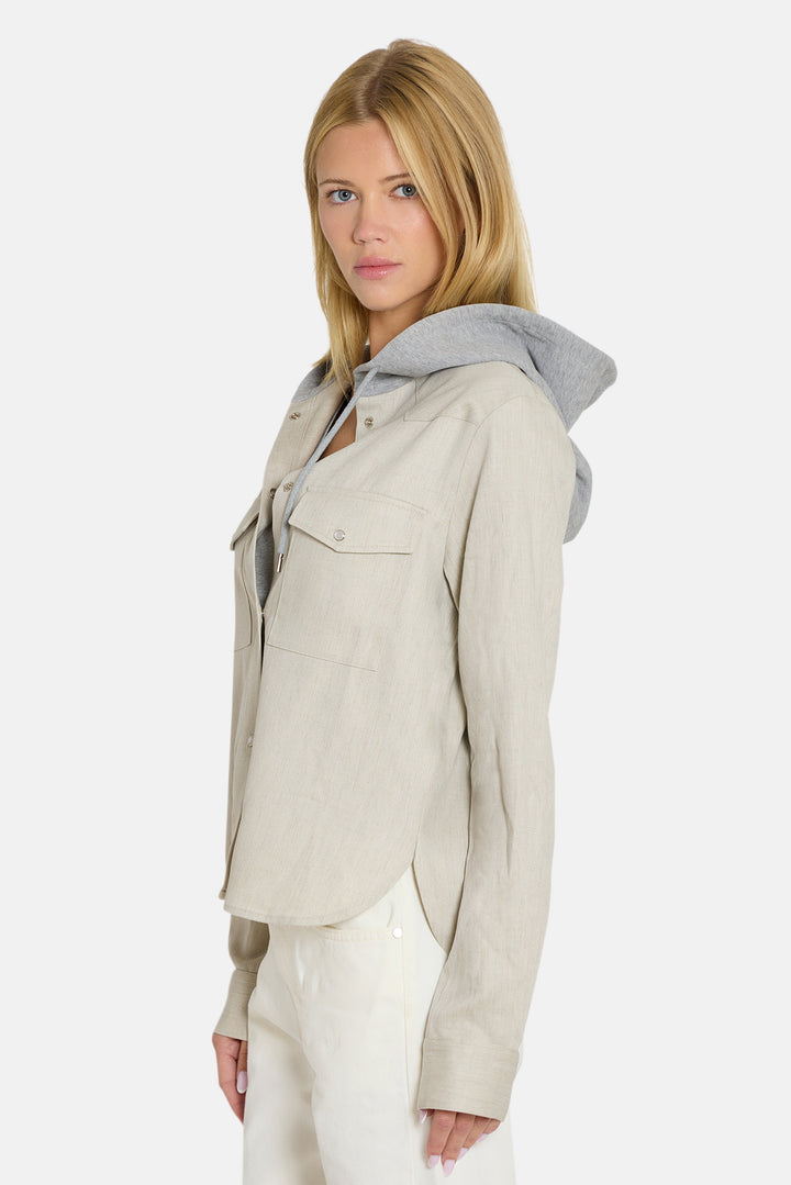 Brenda Shirt Ivory w/ Grey Hood