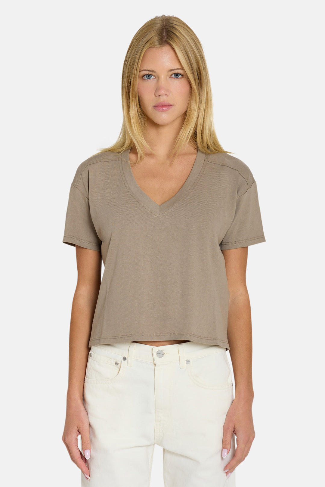 Vivi V-Neck Tee Taupe