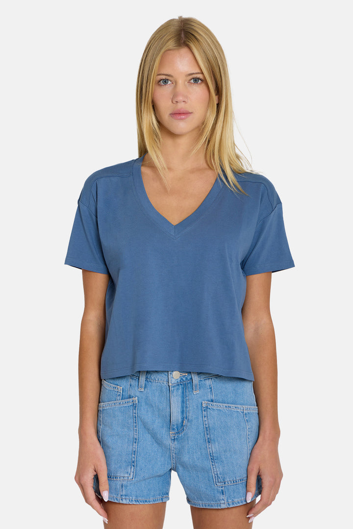 Vivi V-Neck Tee Hampton Blue