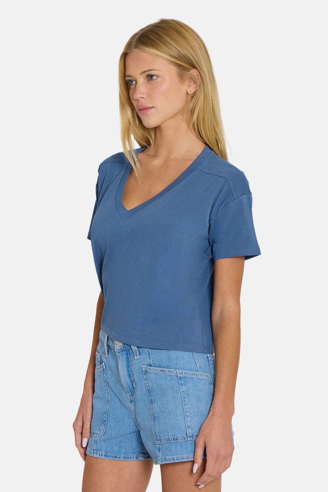Vivi V-Neck Tee Hampton Blue