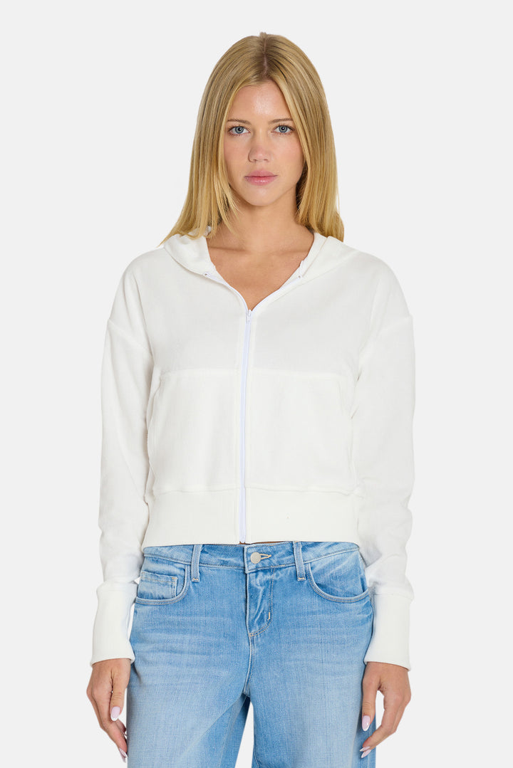 Maisie Terry Zip Up White