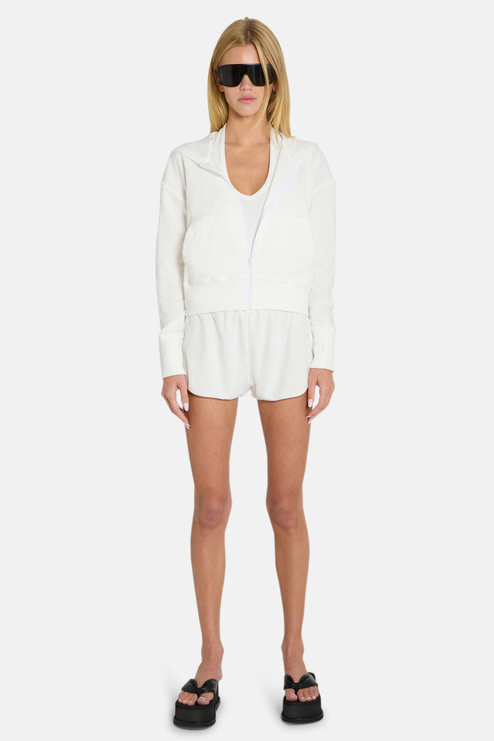 Maisie Terry Zip Up White