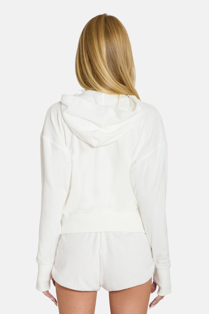 Maisie Terry Zip Up White