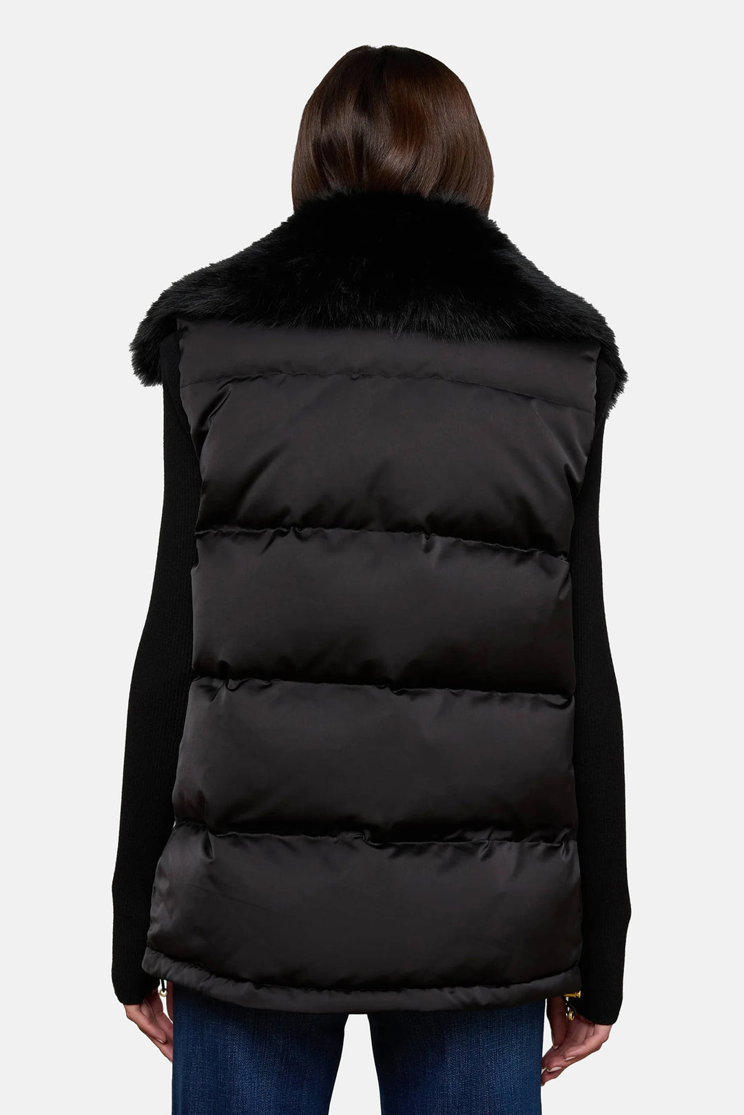 Nalo Faux Fur Puffer Vest Black