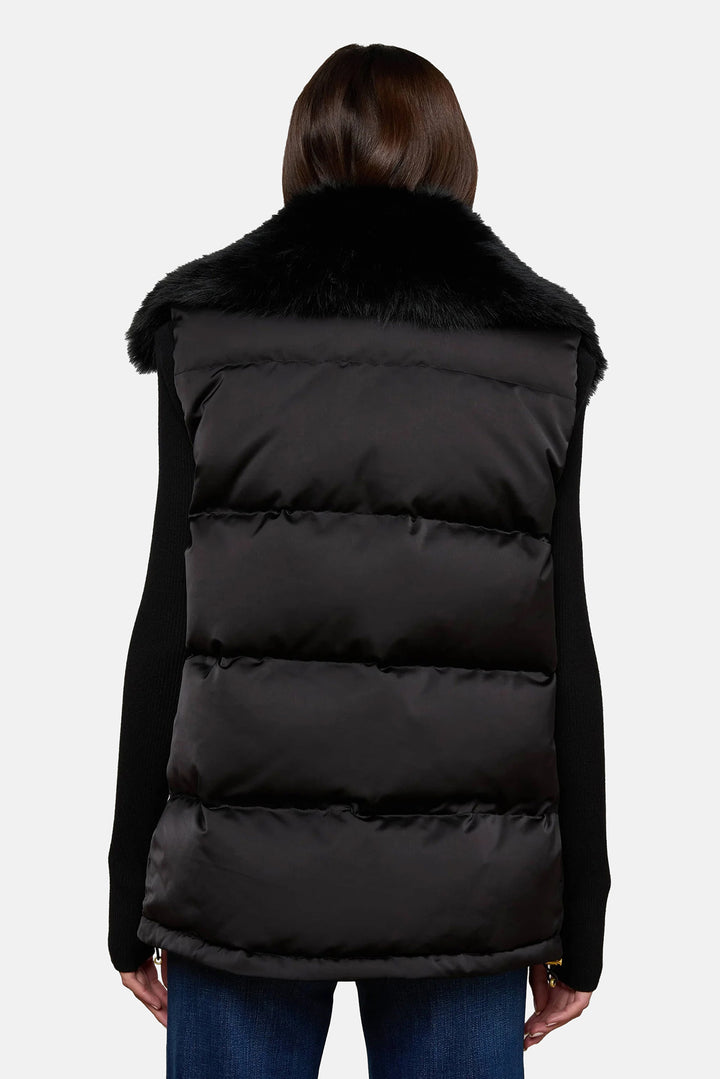 Nalo Faux Fur Puffer Vest Black