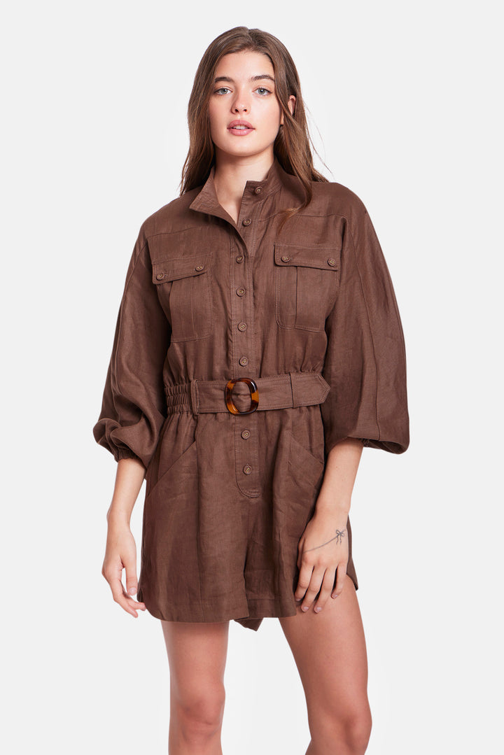 Amelia Playsuit Brown