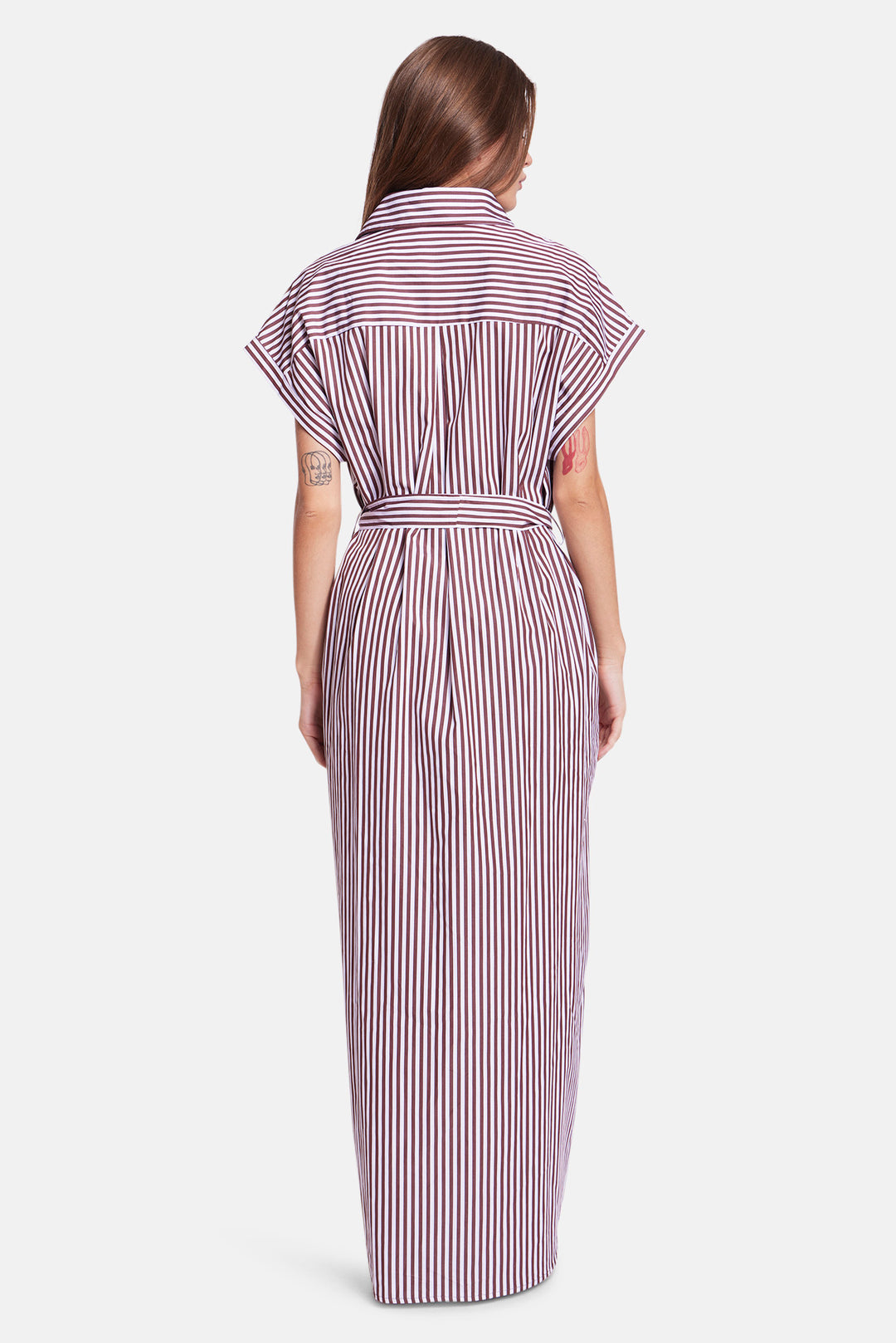 Maidstone Maxi Shirt Dress Brown/White Stripe