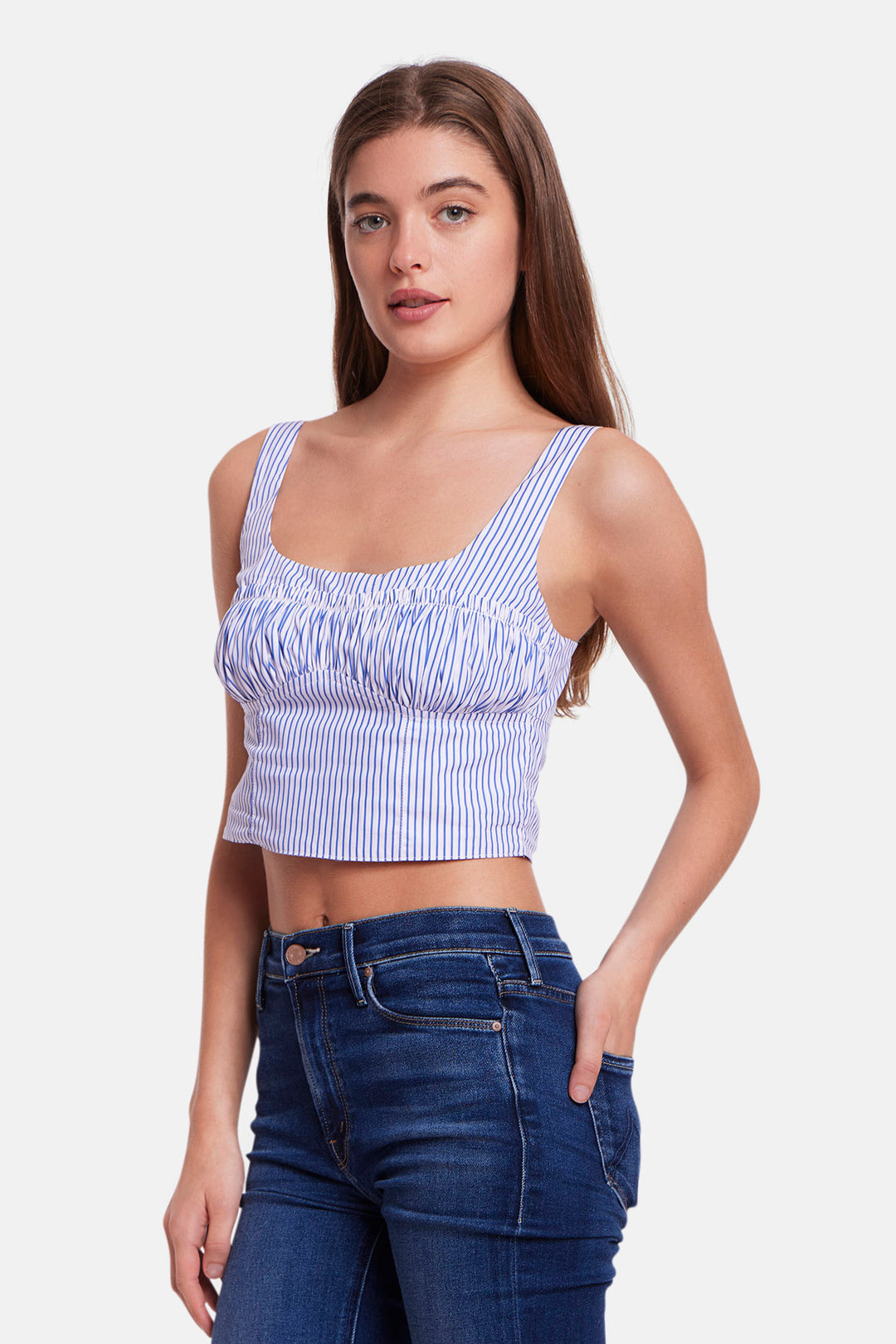 Bungalow Bustier Top White/Navy Stripe