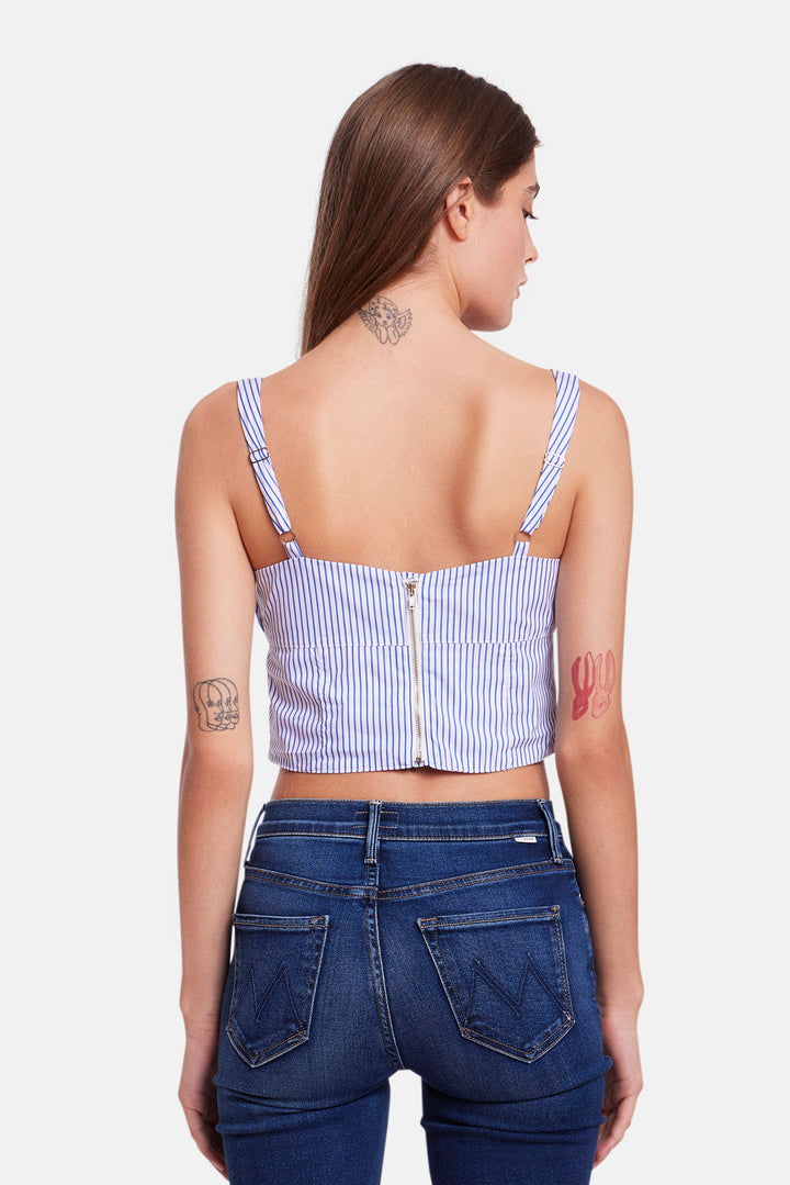 Bungalow Bustier Top White/Navy Stripe