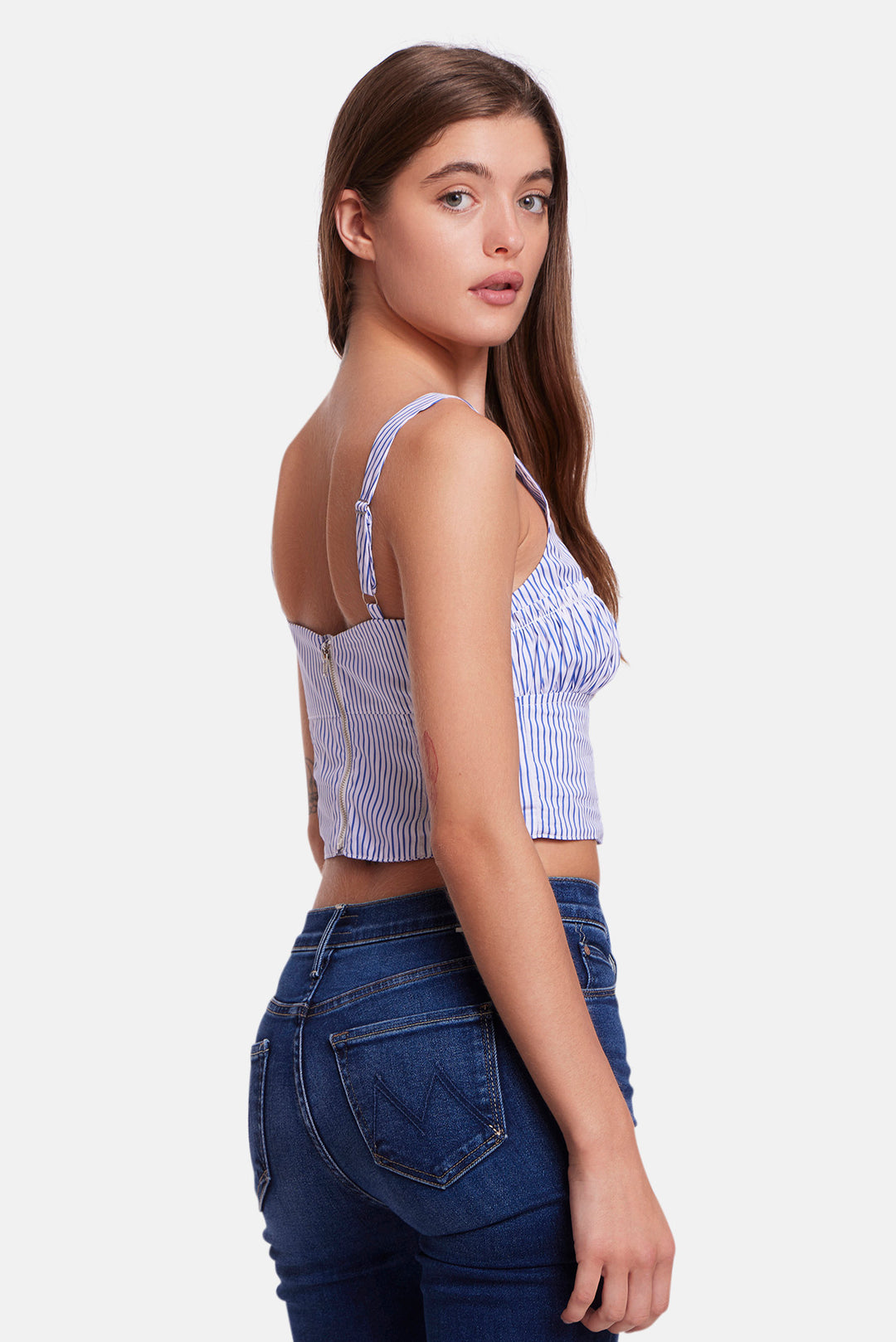 Bungalow Bustier Top White/Navy Stripe