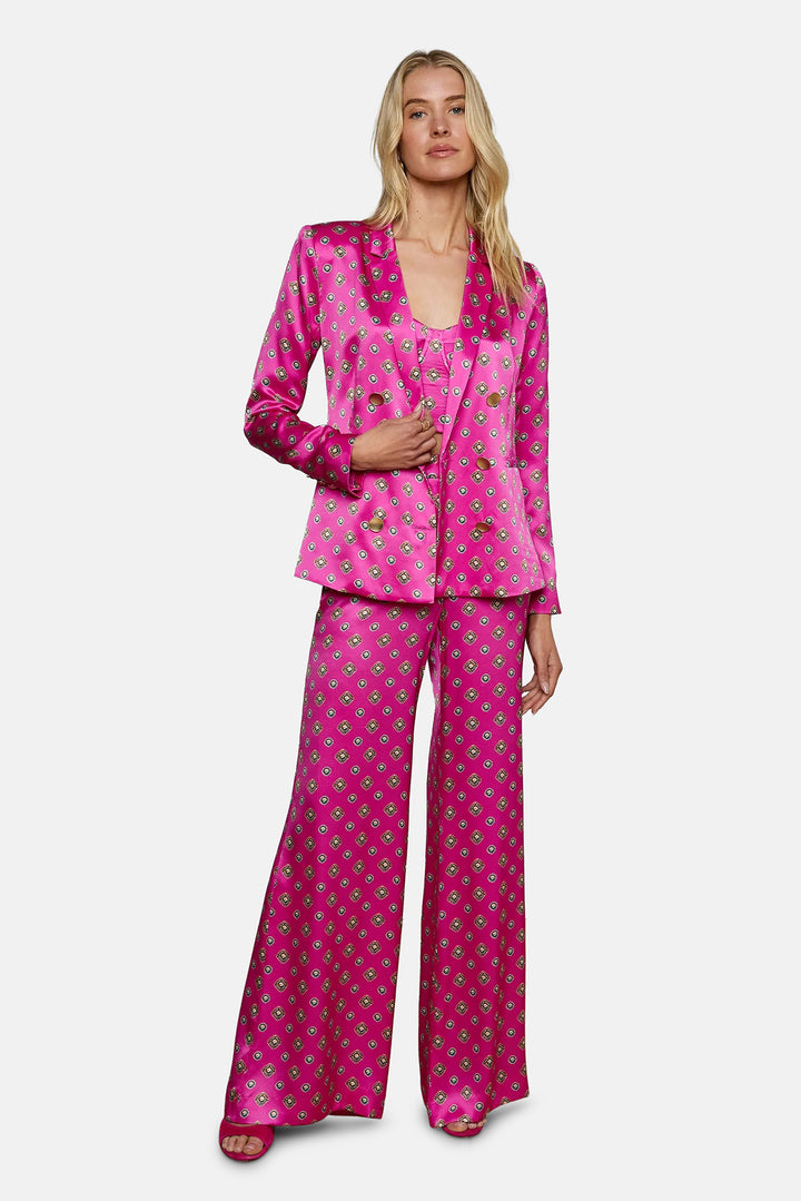 Colin Silk Blazer Fuchsia/Turquoise Southwestern Geo