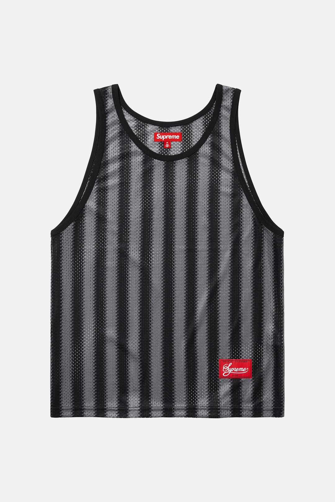 Mesh Stripe Tank Top Black